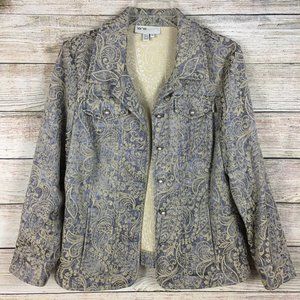 Lana Sport Paisly Lavender Gold Textured Jacket Blazer Women's 10